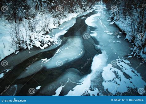 Winter Scene With A Frozen River Stock Image Image Of Outdoor View