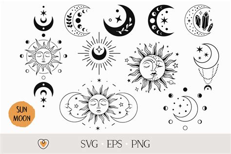 Sun And Moon Svg Bundle Celestial Svg Witchy Svg Png Files By Pretty