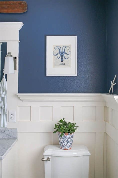 Navy Blue And White Bathroom Saw Nail And Paint White Bathroom