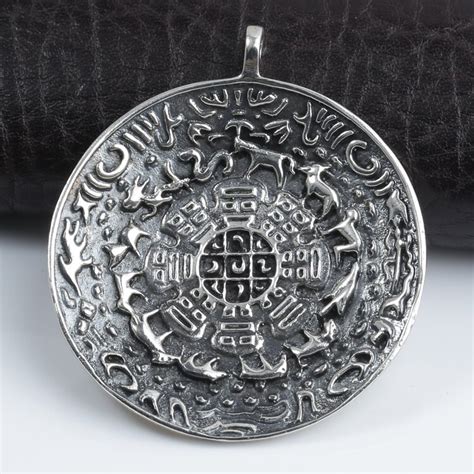 Vintage 925 Silver Tibetan Nine Direction Eight Symbols Amulet Tibetan
