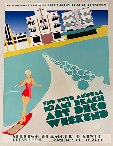 2011 Art Deco Weekend Poster Selling Glamour And Style Miami Design