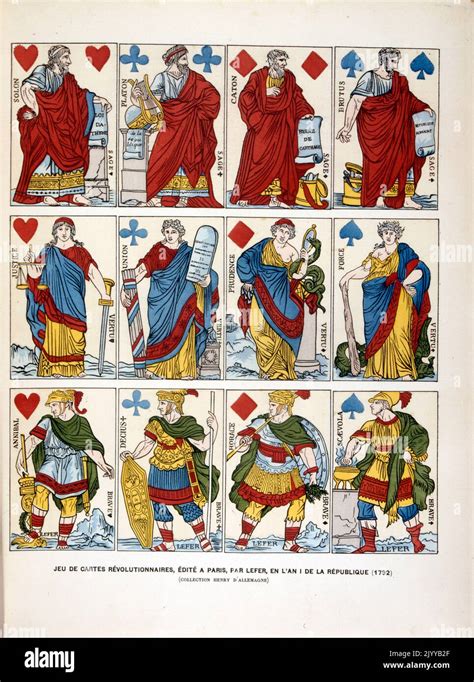 Coloured Illustration Of Playing Cards Depicting Revolutionaries