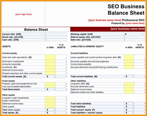 Free Balance Sheet Template For Small Business Of Simple Balance Sheet