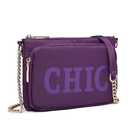 Lt6855 Miss Lulu Chic Chain Shoulder Bag Purple