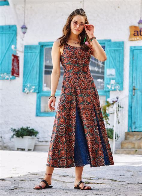 Bohemian Style Maxi Lace Patterned Dress Wholesale Boho Clothing