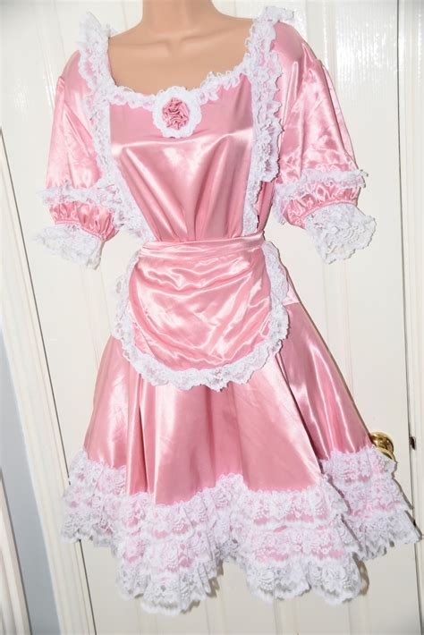 Sissy Maid Silky Satin Dress Petticoat And Pinny Larger Size Etsy