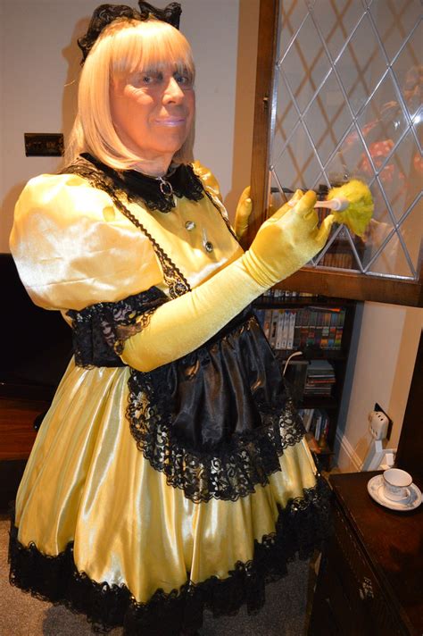 yellow satin maid uniform 30 24 7 live in maid sissy barbi… flickr