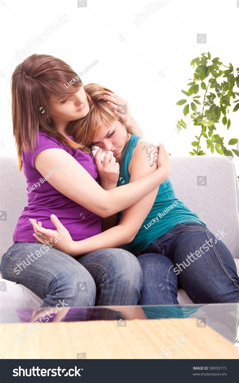 Portrait Of A Girl Comforting Her Sad Friend Stock Photo 58950715