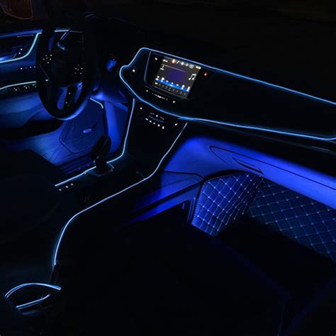 Aura 6pc auto interior lighting led strip kit. 5M Line Blue LED Car Auto Interior Decor Atmosphere Wire ...