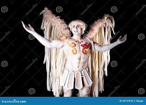 Valentine S Day Cupid Man With Harp Stock Photo Image Of Drawing