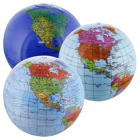 12 Inflatable World Globes Set Of 3 Designs T Kids Fun