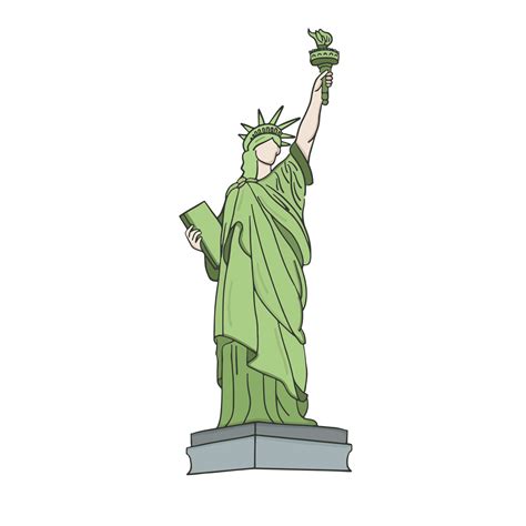 Statue Of Liberty Vector Cartoon Hand Drawn Flat Style 25901446
