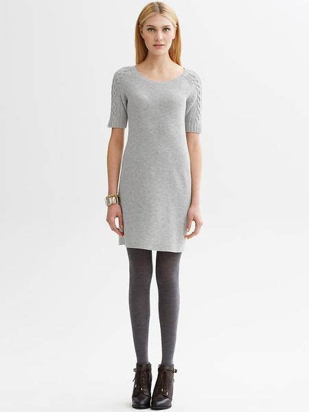 Banana Republic Cableknit Sleeve Sweater Dress In Gray Grey Heather