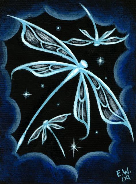 Blue Crystal Winged Dragonflies Painting By Elaina Wagner