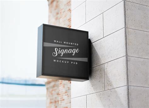 Download Free Square Wall Mounted Signage Mockup PSD - Good Mockups