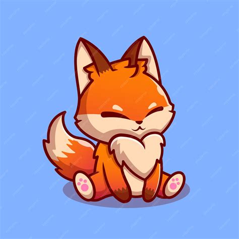 Premium Vector Cute Fox Sitting Cartoon Character Animal Nature