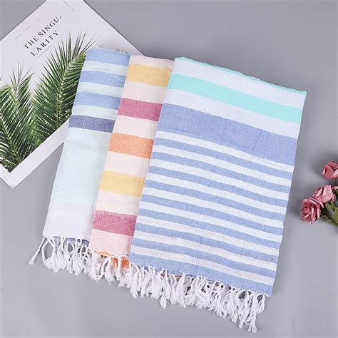Two Layer Turkish Stripes Thin Bath Towel Beach Towels 100 Cotton