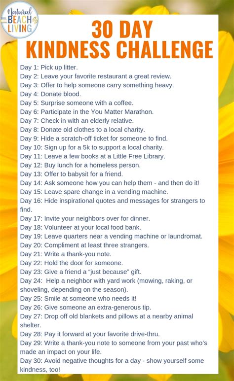 30 Day Kindness Challenge Natural Beach Living