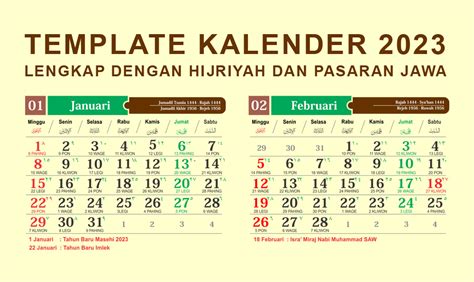 Template Kalender 2023 Lengkap Dengan Hijriyah Dan Jawa