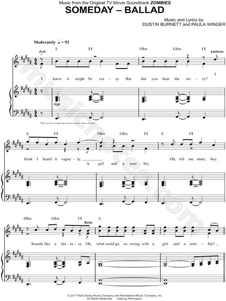 Someday Ballad From Zombies Disney Musical Sheet Music In B