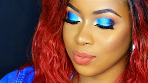 Prep eyelids with uncaged primer for eyeshadows, and then apply pretty birdie eyeshadows to create a vibrant, captivating look. VIBRANT blue eyeshadow look | SUMMER MAKEUP - YouTube