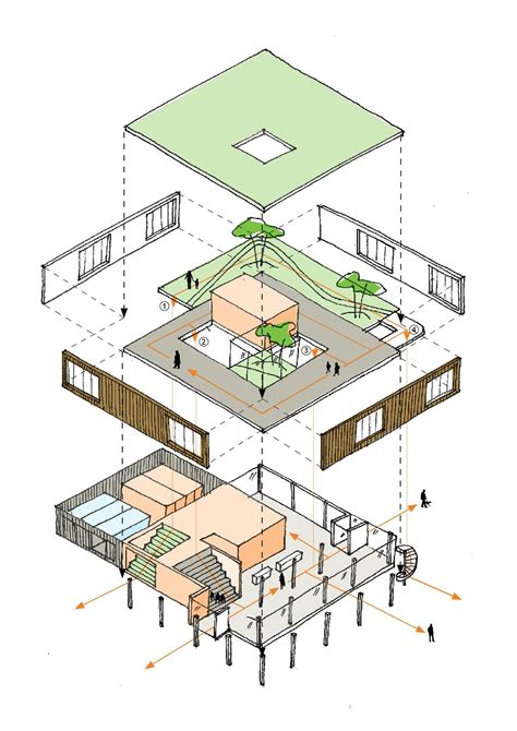 Exploded View Of Flexible Hostel Design