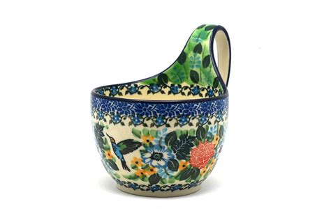 Polish Pottery Loop Handle Bowl Unikat Signature U U