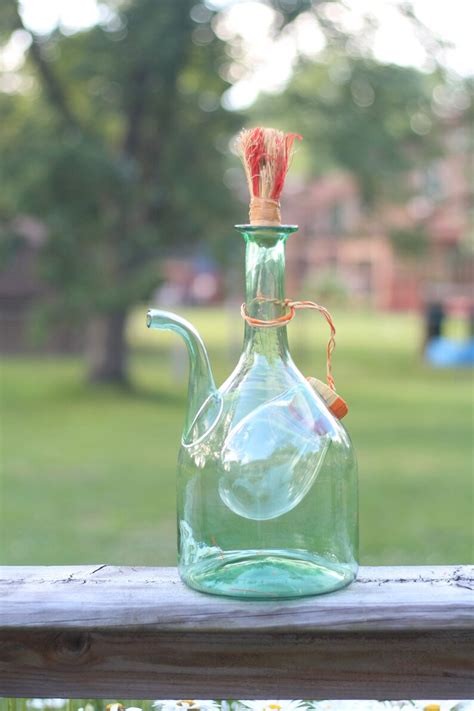 Vintage Italian Green Glass Wine Decanter Ice Chamber Mid Etsy
