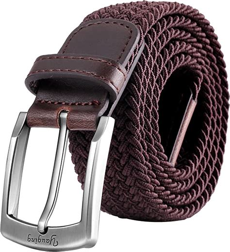 Men Belts Elastic Braided Stretch Belt With Covered Buckle For Jeans