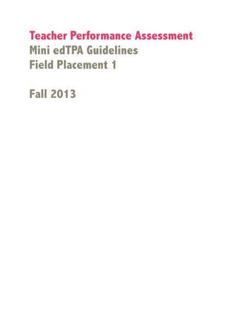 Pdf Teacher Performance Assessment Mini Edtpa Guidelines Field