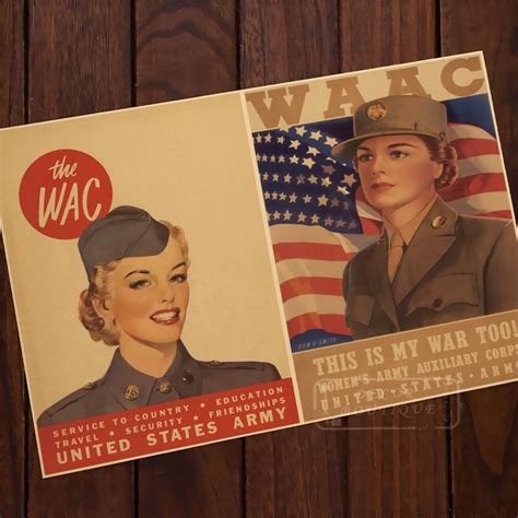 2pcs American Female Soldiers Ww2 Propaganda Vintage Kraft Decorative