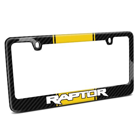 Ford F 150 Raptor Yellow Racing Stripe Black Metal License Plate Frame
