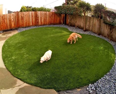 Artificial Turf For A Dog Run Area Installed In A Kidney Shape