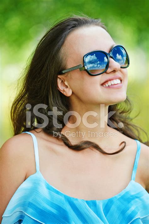 Portrait Of Pretty Young Lady Wearing Sunglasses Stock Photo Royalty
