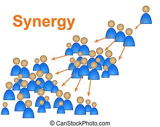 Synergy characters shows teamwork collaboration team work. Synergy characters showing teamwork ...