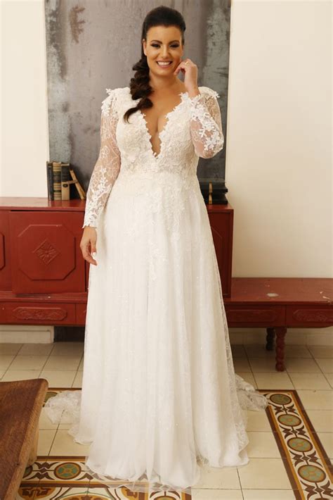 Studio Levana Daisy Plus Size Wedding Dresses With Sleeves
