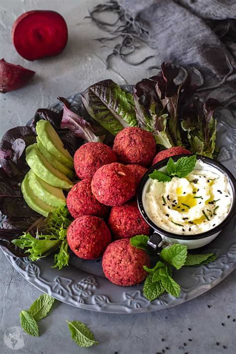 Healthy Oven Baked Beetroot Falafel With Yogurt Sauce Recipe Baked
