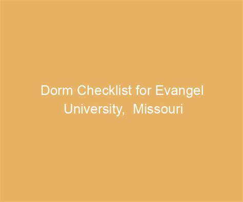 Dorm Checklist For Evangel University Missouri
