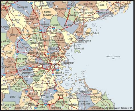 Simple Boston Area Map © Eureka Cartography Berkeley Ca Area Map