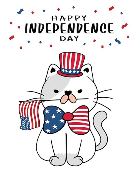 Premium Vector Cute Cat 4th Of July Independence Day With Uncle Sam