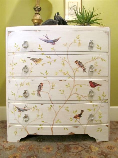 Decoupage Chest Of Drawers With Vintage Birds Mod Podge Rocks