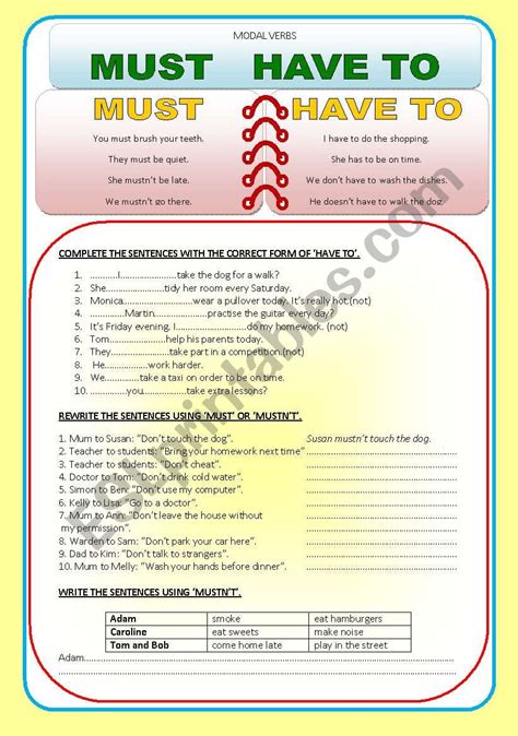 Modal Verbs Must Have To Esl Worksheet By Ania Z
