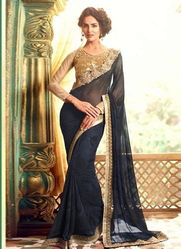 Lace Border With High Neck Saree High Neck Blouse With Black Georgette