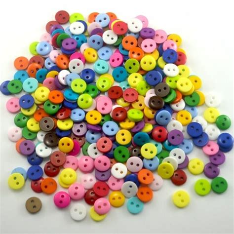 200pc Multi 9mm Round Resin Mini Tiny Buttons Craft Sewing Accessories