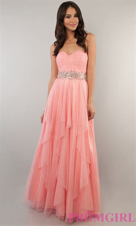 Coral Pink Prom Gown Strapless Pink Dresses Bee Darlin Promgirl Coral Homecoming Dresses