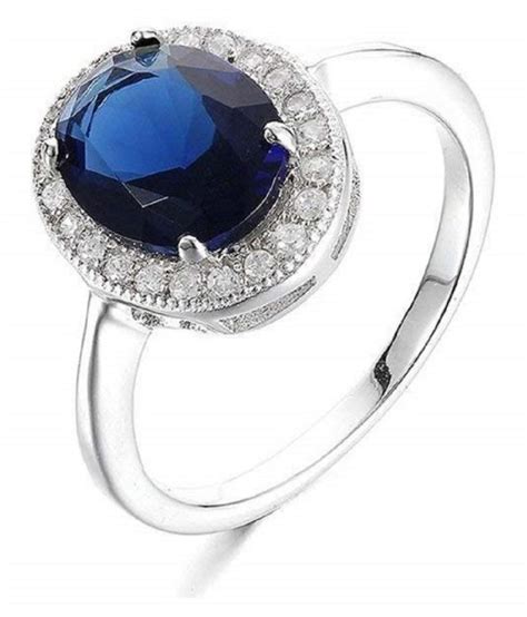 525 Carat Blue Sapphire Silver Ring For Women Neelam Ring Original
