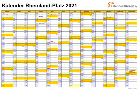 Kalender 2021 kostenlos downloaden und ausdrucken. Feiertage 2021 Rheinland-Pfalz + Kalender