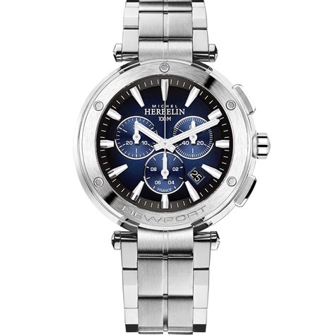 michel herbelin newport chrono blue dial stainless steel watch bellagio jewellers