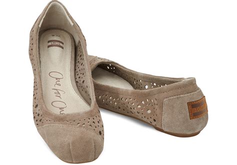 Toms Taupe Moroccan Cutout Womens Ballet Flats In Gray Lyst