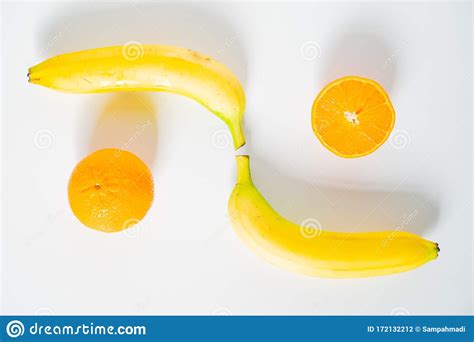 Two Bananas And Two Oranges Stock Photo Image Of Chop Healthy 172132212